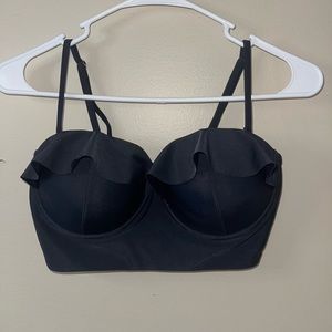 Black ruffles bathing suit top , Size XL